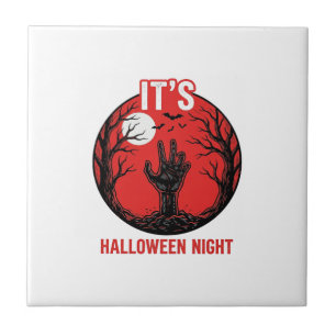 Halloween Nacht Vintage Gravure Vector Design_1 Tegeltje