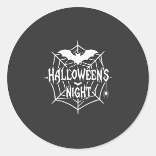Halloween Nacht Vleermuis Spinnenweb Vector Design Ronde Sticker