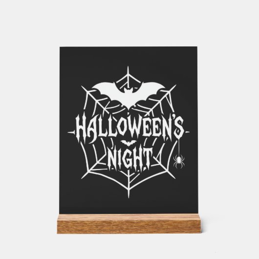 Halloween Nacht Vleermuis Spinnenweb Vectorontwerp Acryl Bord (Voorkant)