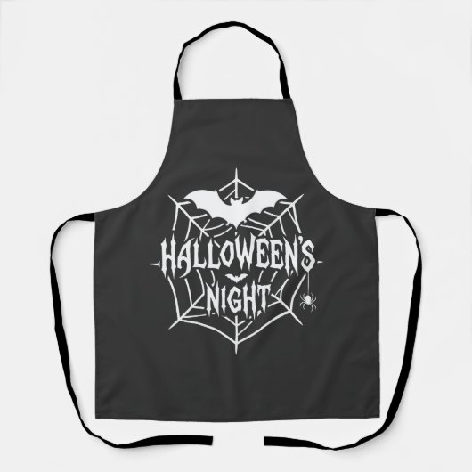 Halloween Nacht Vleermuis Spinnenweb Vectorontwerp Schort (Voorkant)