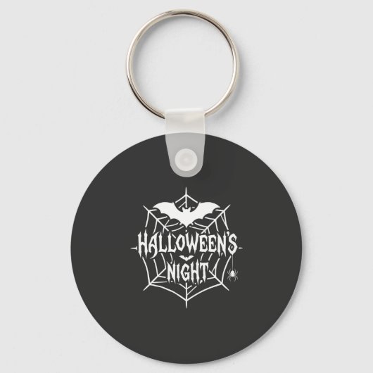 Halloween Nacht Vleermuis Spinnenweb Vectorontwerp Sleutelhanger (Voorkant)