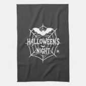 Halloween Nacht Vleermuis Spinnenweb Vectorontwerp Theedoek (Verticaal)
