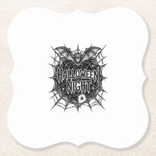 Halloween Nacht Vleermuis Spinnenweb Vintage Shirt Kartonnen Onderzetters