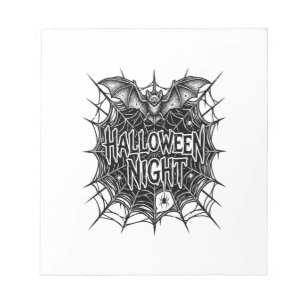 Halloween Nacht Vleermuis Spinnenweb Vintage Shirt Notitieblok