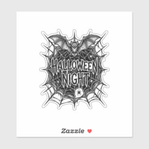 Halloween Nacht Vleermuis Spinnenweb Vintage Shirt Sticker