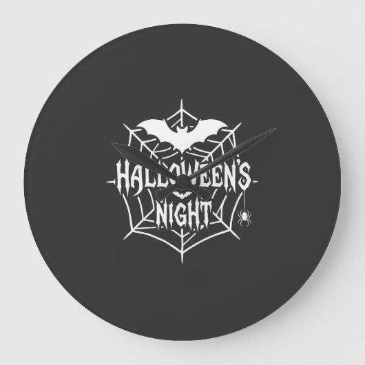 Halloween Nacht Vleermuis Spinneweb Vectorontwerp_ Grote Klok (Voorkant)
