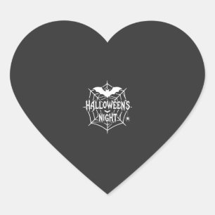 Halloween Nacht Vleermuis Spinneweb Vectorontwerp_ Hart Sticker