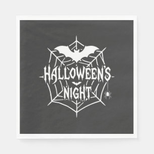 Halloween Nacht Vleermuis Spinneweb Vectorontwerp_ Servet