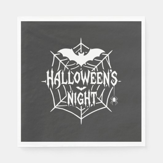 Halloween Nacht Vleermuis Spinneweb Vectorontwerp_ Servet (Voorkant)
