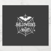 Halloween Nacht Vleermuis Spinneweb Vectorontwerp_ Sparkling Wijnetiket (Enkel label)