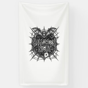 Halloween Nacht Vleermuis Spinneweb Vintage Shirt  Spandoek