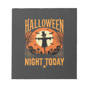 Halloween Nacht Vogelverschrikker Kerkhof Vintage Notitieblok