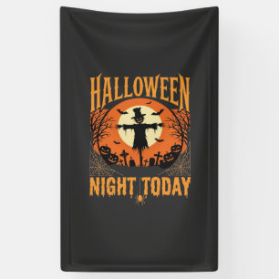 Halloween Nacht Vogelverschrikker Kerkhof Vintage Spandoek