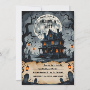 Halloween nacht, volle maan, eng kaart