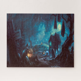 Halloween Nacht Volle Maan Geheime Begraafplaats Legpuzzel