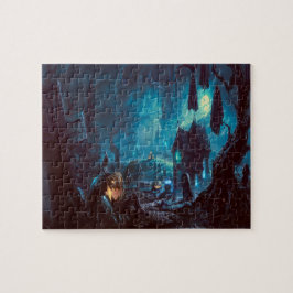 Halloween Nacht Volle Maan Geheime Begraafplaats Legpuzzel