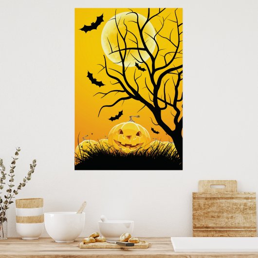Halloween nachtachtergrond poster (Keuken)