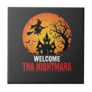 Halloween Nachtmerrie Heks Heksenhuis Ontwerp Tegeltje
