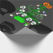 Halloween nachtmerrie kerstboom schedels cadeaupapier (Hoek)