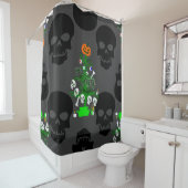 Halloween nachtmerrie kerstboom schedels douchegordijn (In situ)