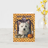 Halloween Nachtmerrie - Westie Kaart (Gele Bloem)