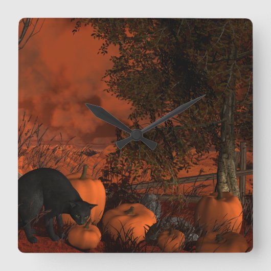 Halloween naderen vierkante klok (Voorkant)