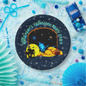 Halloween Name 20xx Cave Blue Glow Skull Pumpkin Papieren Bordje (Feest)