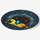 Halloween Name 20xx Cave Blue Glow Skull Pumpkin Papieren Bordje (Gekanteld)