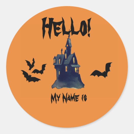 Halloween Name Tag Ronde Sticker (Voorkant)