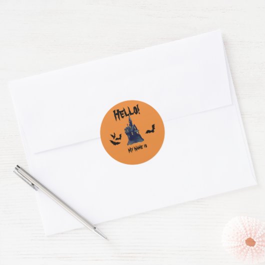 Halloween Name Tag Ronde Sticker (Envelop)