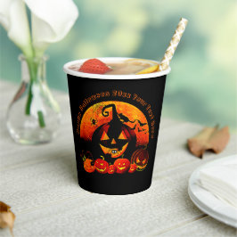 Halloween Name Year 20xx Glow Pumpkin Cat Web Papieren Bekers