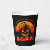 Halloween Name Year 20xx Glow Pumpkin Cat Web Papieren Bekers (Achterkant)