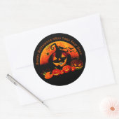 Halloween Name Year 20xx Glow Pumpkin Cat Web Ronde Sticker (Envelop)