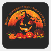 Halloween Name Year 20xx Glow Pumpkin Cat Web Vierkante Sticker (Voorkant)