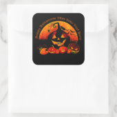 Halloween Name Year 20xx Glow Pumpkin Cat Web Vierkante Sticker (Tas)