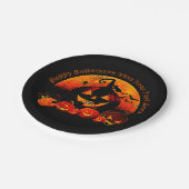 Halloween Name Year 20xx Glow Pumpkin Web 7" Papieren Bordje (Gekanteld)