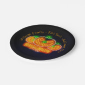 Halloween Name Year 20xx Neon Glow-look Pumpkin 7" Papieren Bordje (Gekanteld)