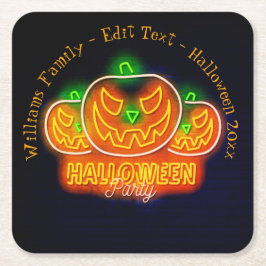 Halloween Name Year 20xx Neon Glow-look Pumpkin Kartonnen Onderzetters