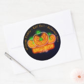 Halloween Name Year 20xx Neon Glow-look Pumpkin Ronde Sticker (Envelop)