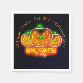 Halloween Name Year 20xx Neon Glow-look Pumpkin Servet