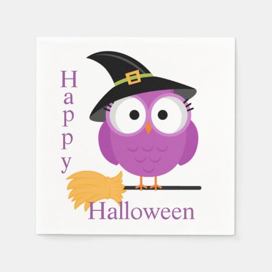 Halloween Napkin/Owl met Pet en kamer van heks Servet (Voorkant)