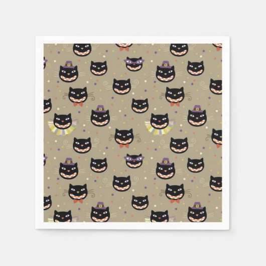 Halloween Napkin/Zwarte katten Servet (Voorkant)