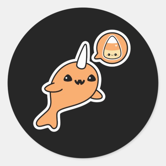 Halloween Narwhal Ronde Sticker (Voorkant)