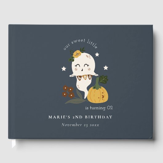 Halloween Navy Ghost Little Boo any age Birthday Gastenboek (Voorkant)