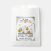 Halloween neem een traktatie spiderweb snoep loot  bedankzakje (Voorkant)