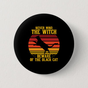 Halloween Negeer de heks Let op de kat Ronde Button 5,7 Cm