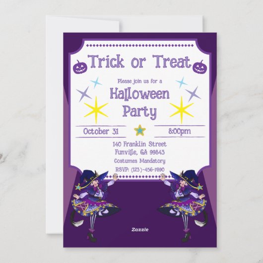 Halloween Neko Heks Uitnodigingskaart Feestdagenkaart (Achterkant)