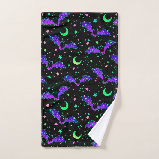Halloween Neon Bats, Moons and Stars Bath Towel Bad Handdoek (Handdoek)