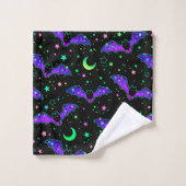 Halloween Neon Bats, Moons and Stars Bath Towel Bad Handdoek (Wasdoekje)