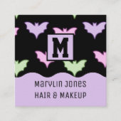 HALLOWEEN NEON BATS VIERKANTE VISITEKAARTJE (Voorkant)